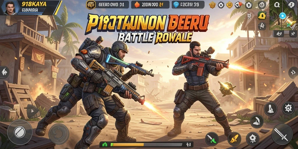 Tangkapan layar gameplay seru dari 918KAYA dalam pertarungan Battle Royale.