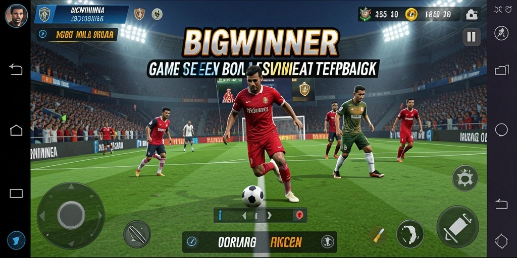 Tampilan gameplay seru di BIGWINNER dengan aksi sepak bola intens.