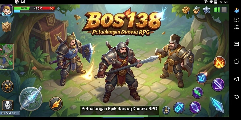 Screenshot gameplay <strong>BOS138</strong> menunjukkan pertarungan epik dan dunia yang indah.