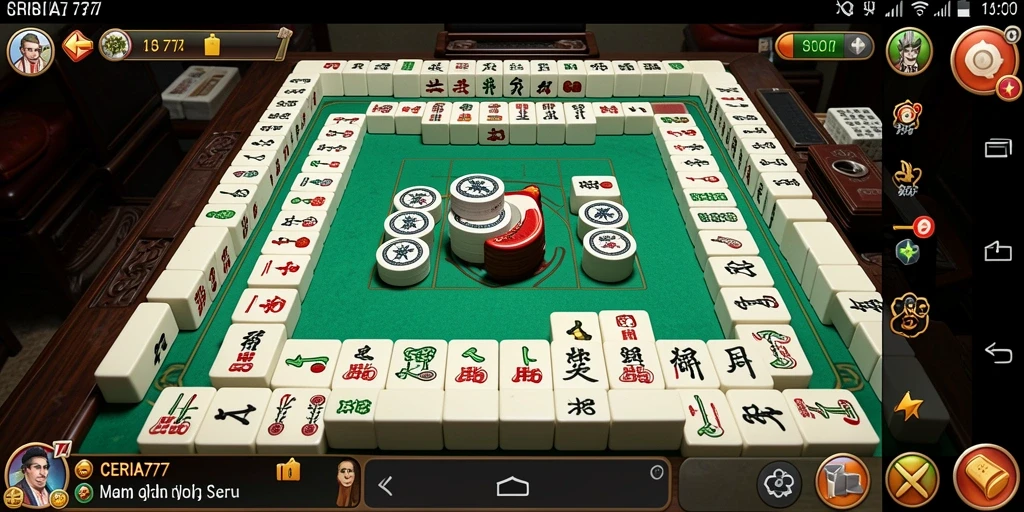Skrinsut gameplay CERIA777, menampilkan suasana Mahjong yang seru.