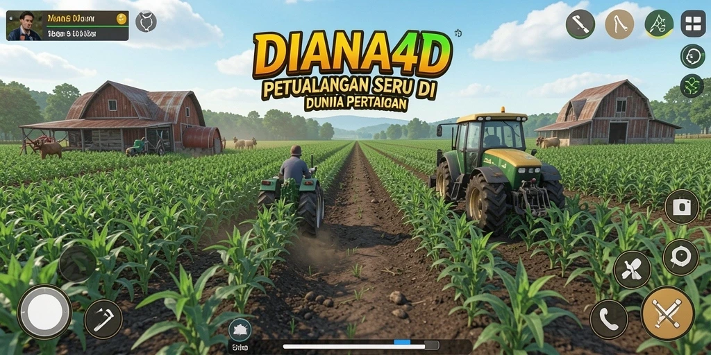 Tampilan gameplay menarik dari DIANA4D yang menunjukkan aktivitas berkebun.