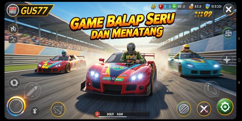 Screenshot gameplay <strong>GUS77</strong> menampilkan balapan seru di lintasan menantang.