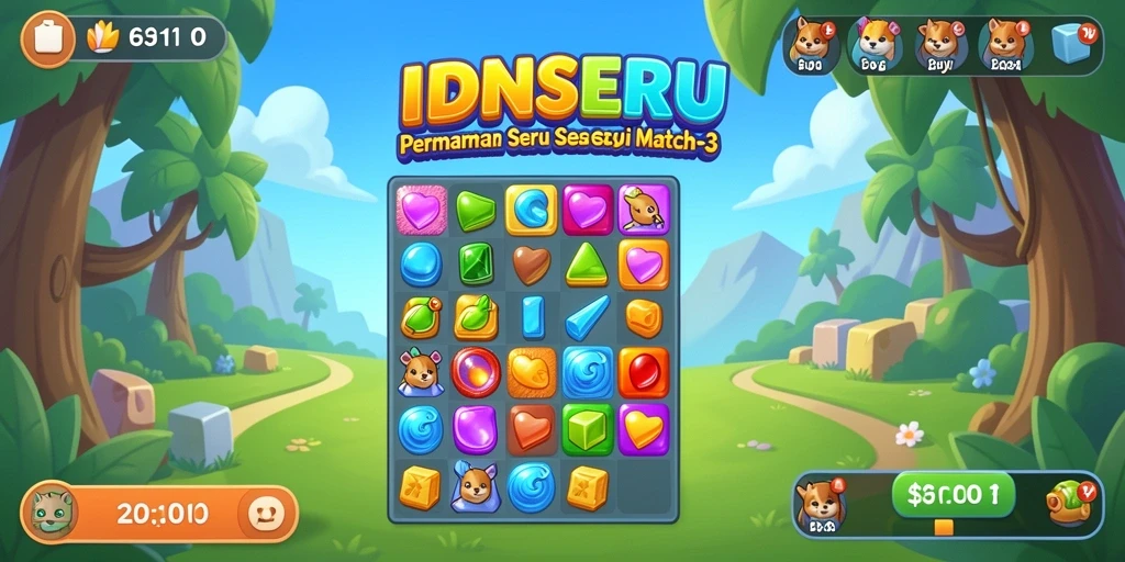 Tampilan colorful gameplay DMATCH-3 game IDNSERU.