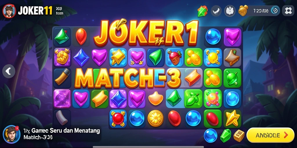 Screenshot utama <strong>JOKER11</strong> menampilkan gameplay seru dari match-3.