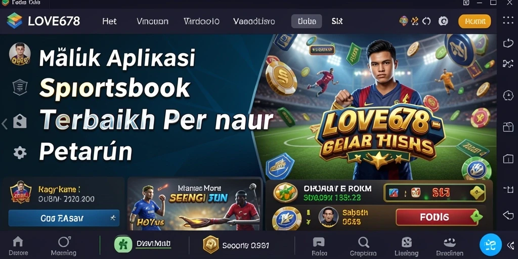 Screenshot utama LOVE678 menampilkan antarmuka sportsbook yang menarik.