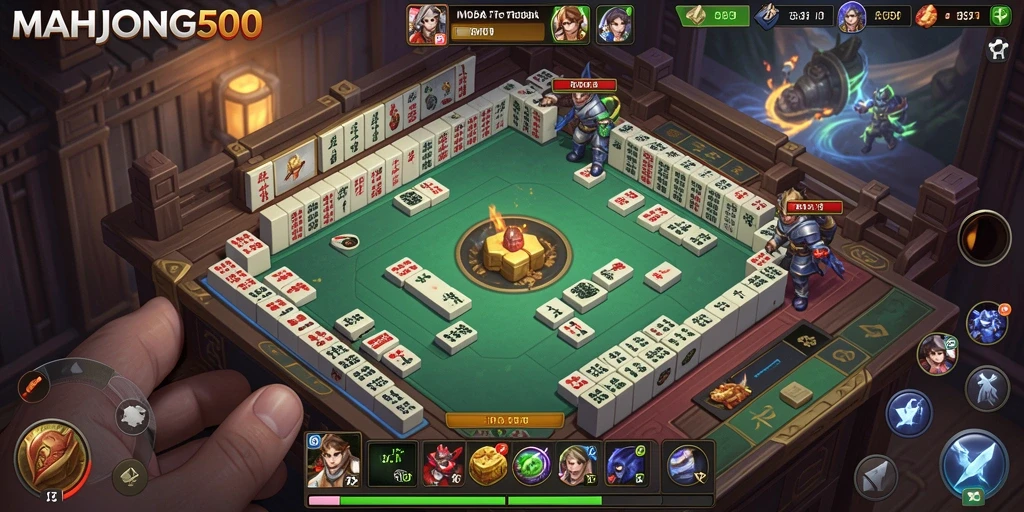 Gameplay seru dan strategis dalam MAHJONG500 dengan aksi tim yang intens.