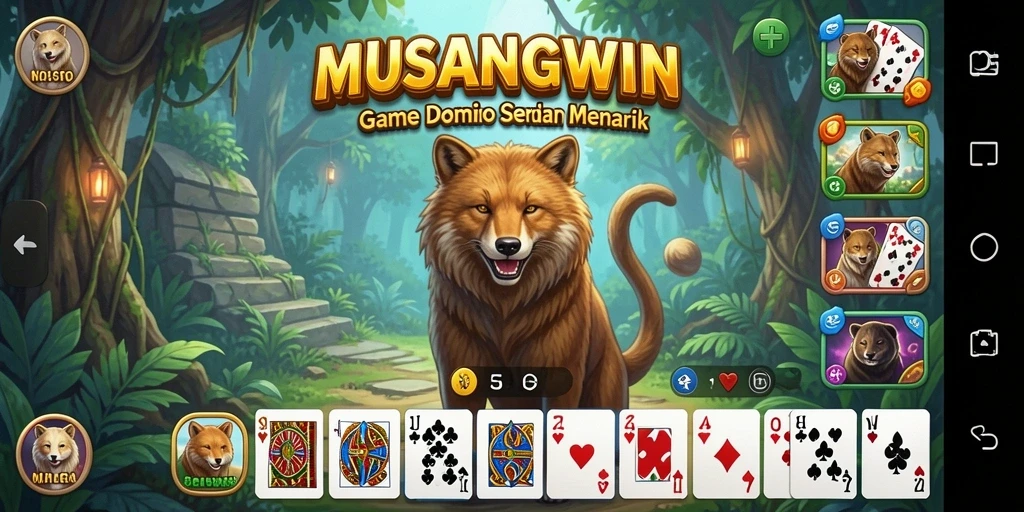 Tampilan gameplay seru di MUSANGWIN menunjukkan aksi domino yang mendebarkan.