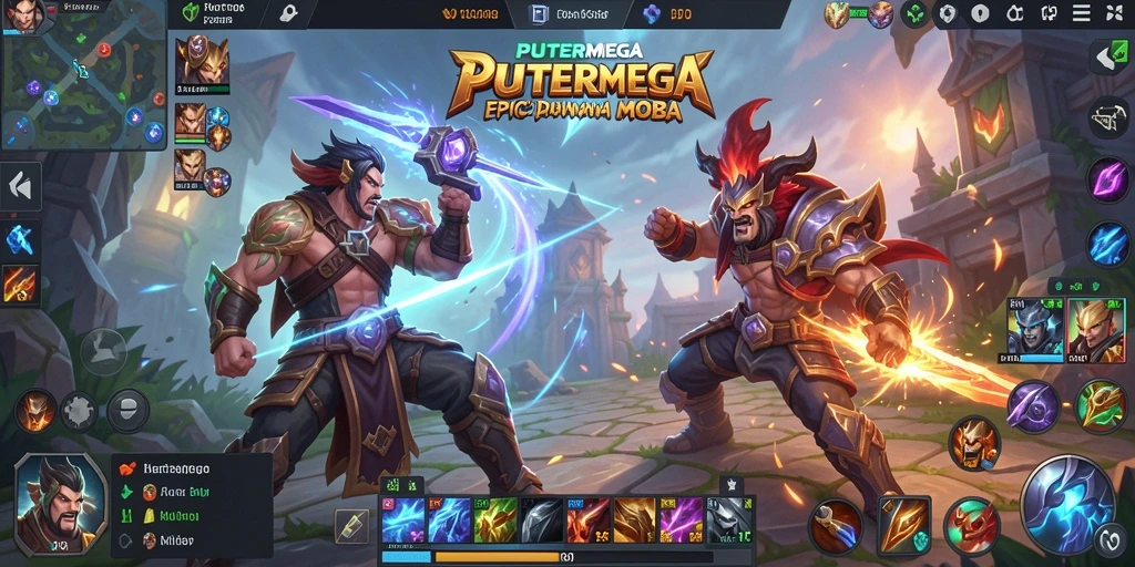 Gameplay epik dalam PUTERMEGA saat tim bertarung di arena.