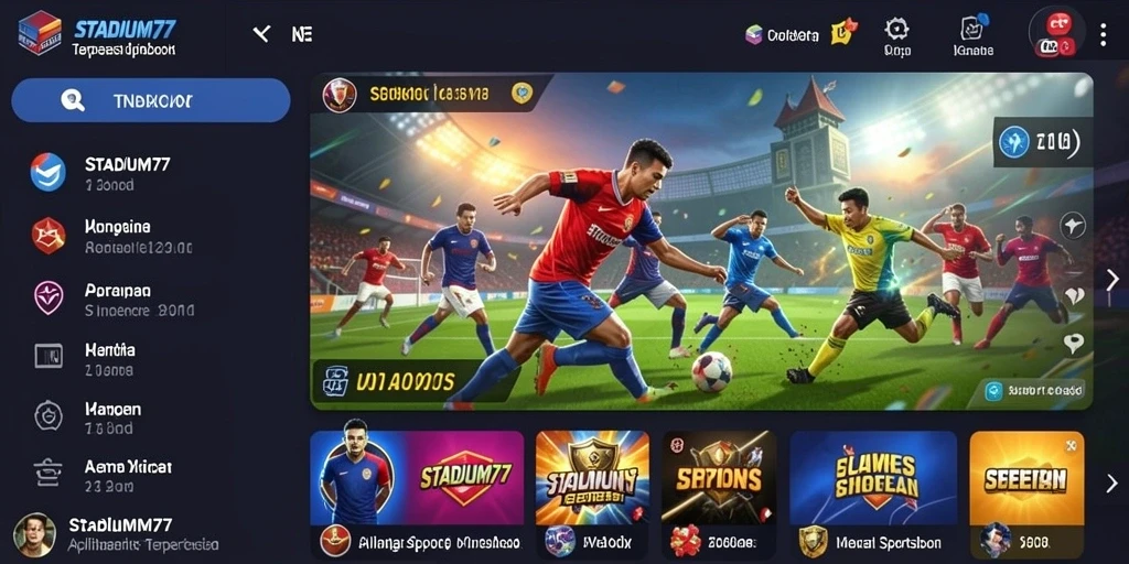 Tampilan menarik dari gameplay aplikasi Sportsbook STADIUM77.