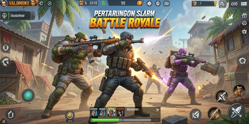 Tangkapan layar menunjukkan gameplay seru dari VALOHOKI dengan aksi Battle Royale.